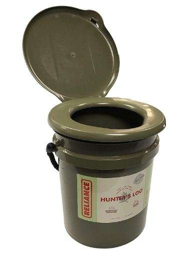 Reliance Products Hunter's LOO | Portable Camouflage Hunting/Camping Toilet | 5 Gall. Bucket | 200 Pound Capacity, Tan, 13.5 Inch x 13.0 Inch x 15.4...
